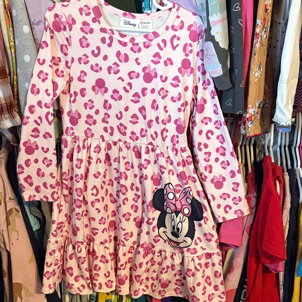 Disney Pink Bow Pattern Minnie Mouse Dress